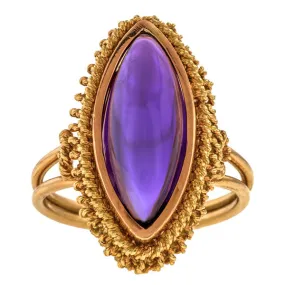 Estate Marquise Cabochon Amethyst Ring