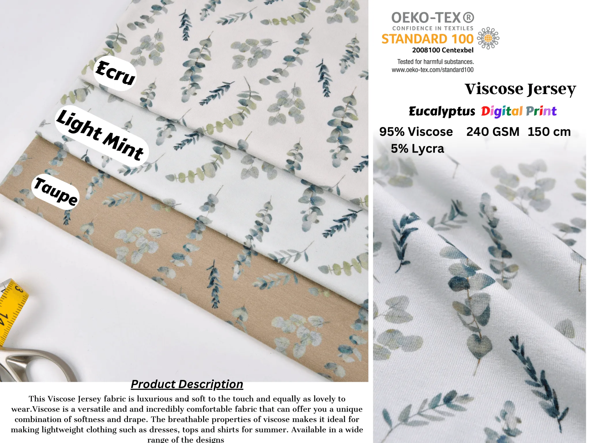 Eucalyptus Viscose Spandex Jersey Fabric - 5095