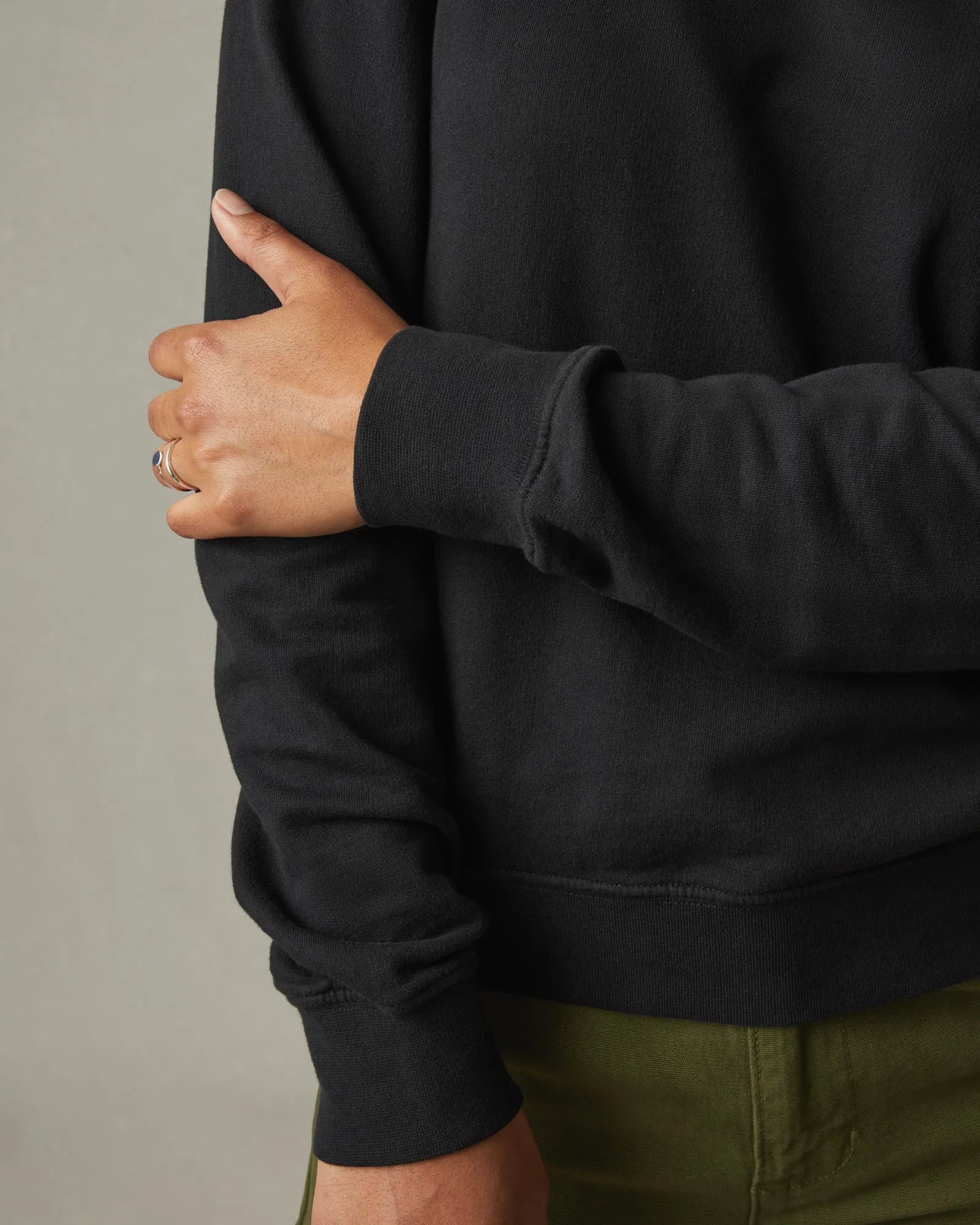 French Terry Crew Sweatshirt - Black