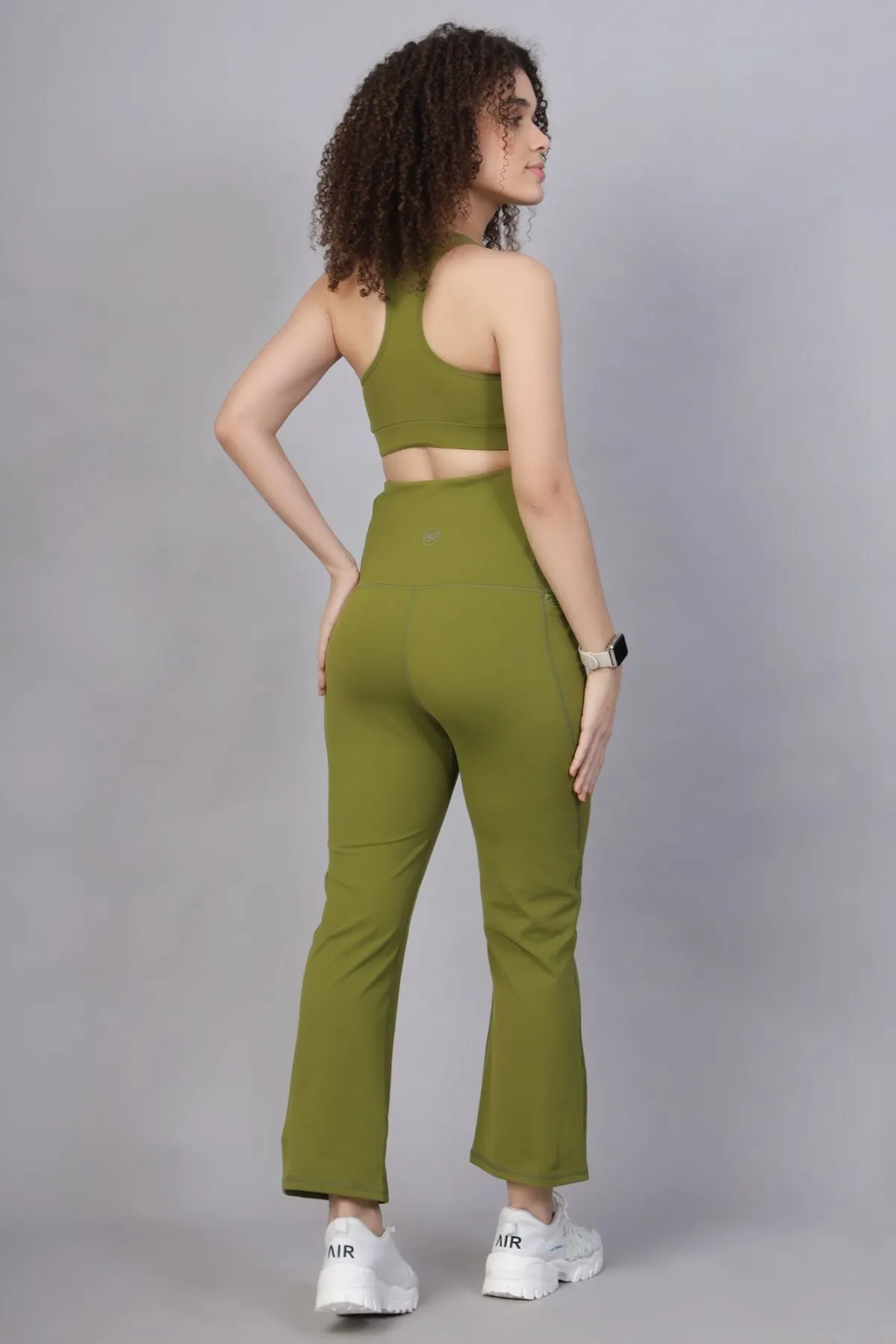 Full Bump-Coverage Olive Flair Maternity Pants