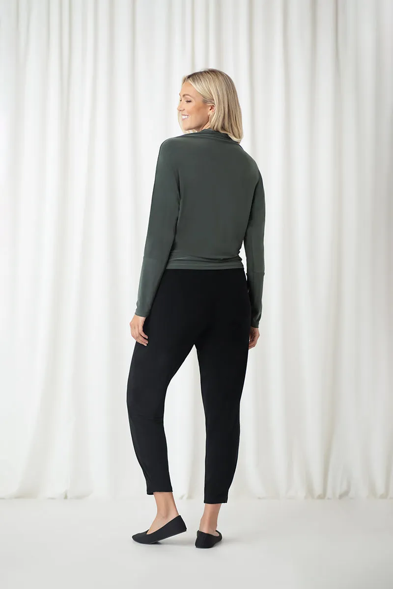 Funnel Neck Dolman T-shirt | Melange Olive