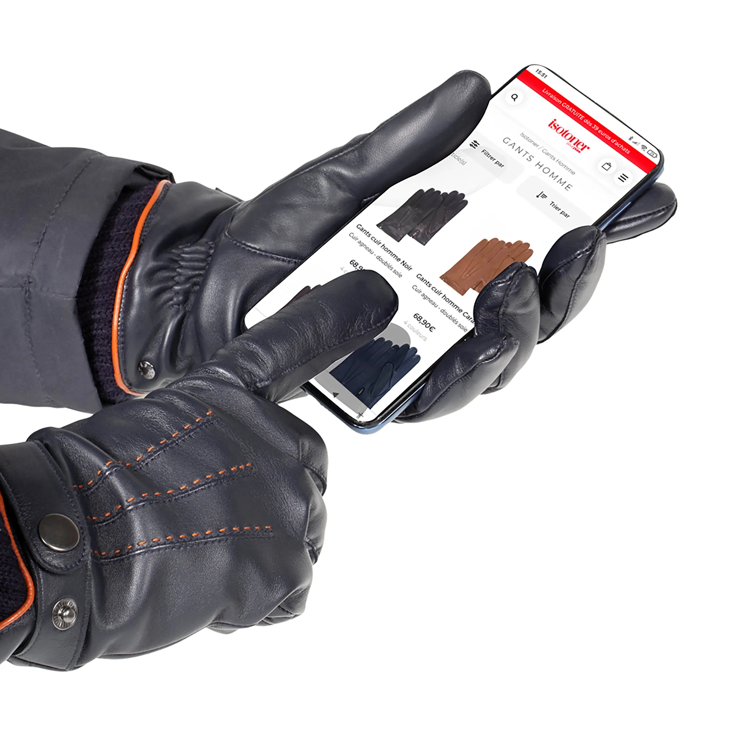 Gants Homme Polaire recyclée Noir