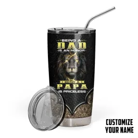 Gearhuman 3D Happy Fathers Day Lion Custom Name Design Insulated Vacuum Tumbler