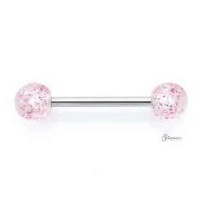 Glitters Acrylic Ball Tongue Barbell - Pink