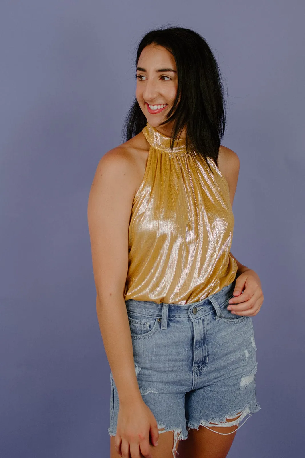 Gold Glitz Halter Top