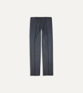 Grey Wool Flannel Flat Front Trouser