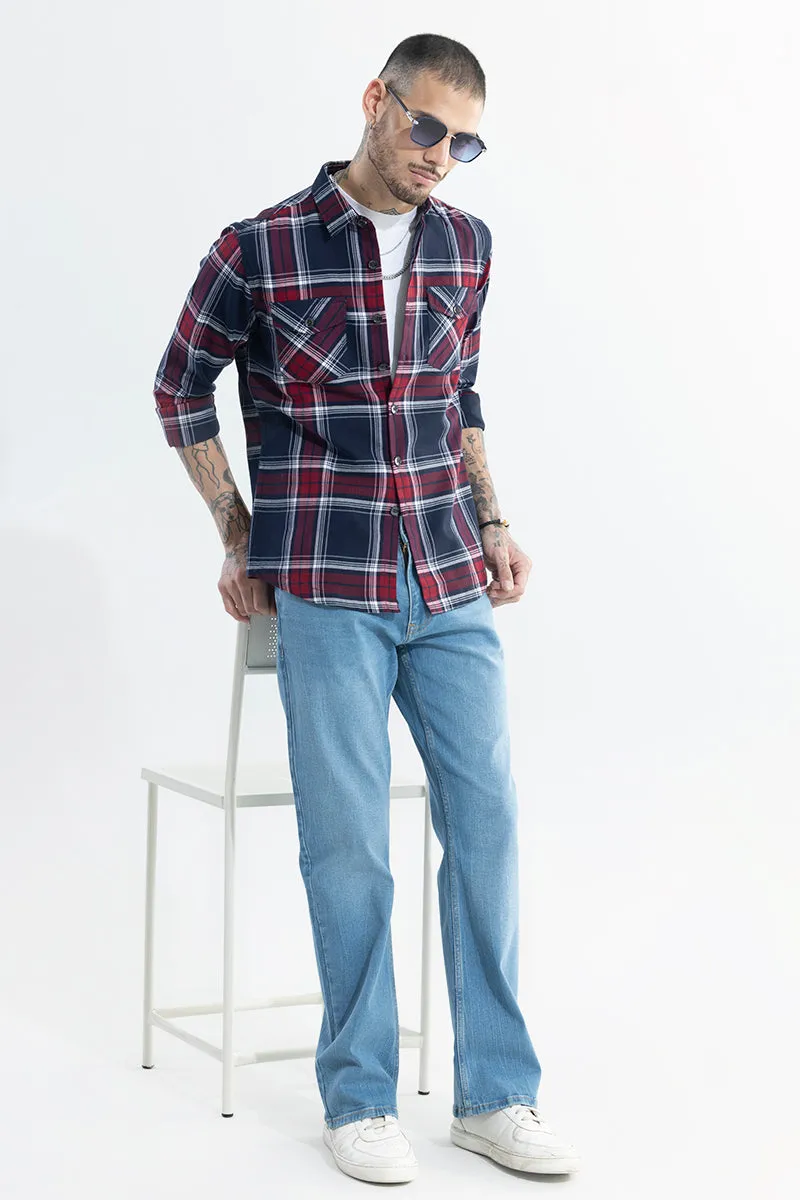 Grid Hatch Red Checks Shirt