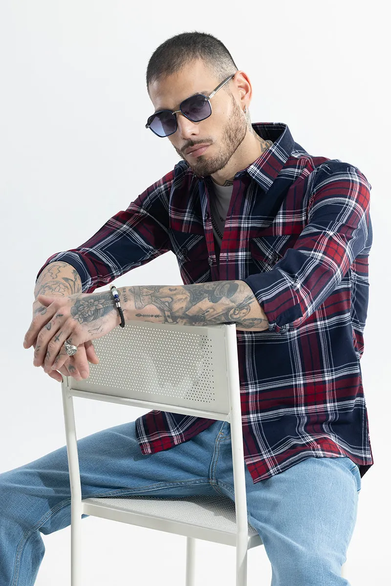 Grid Hatch Red Checks Shirt