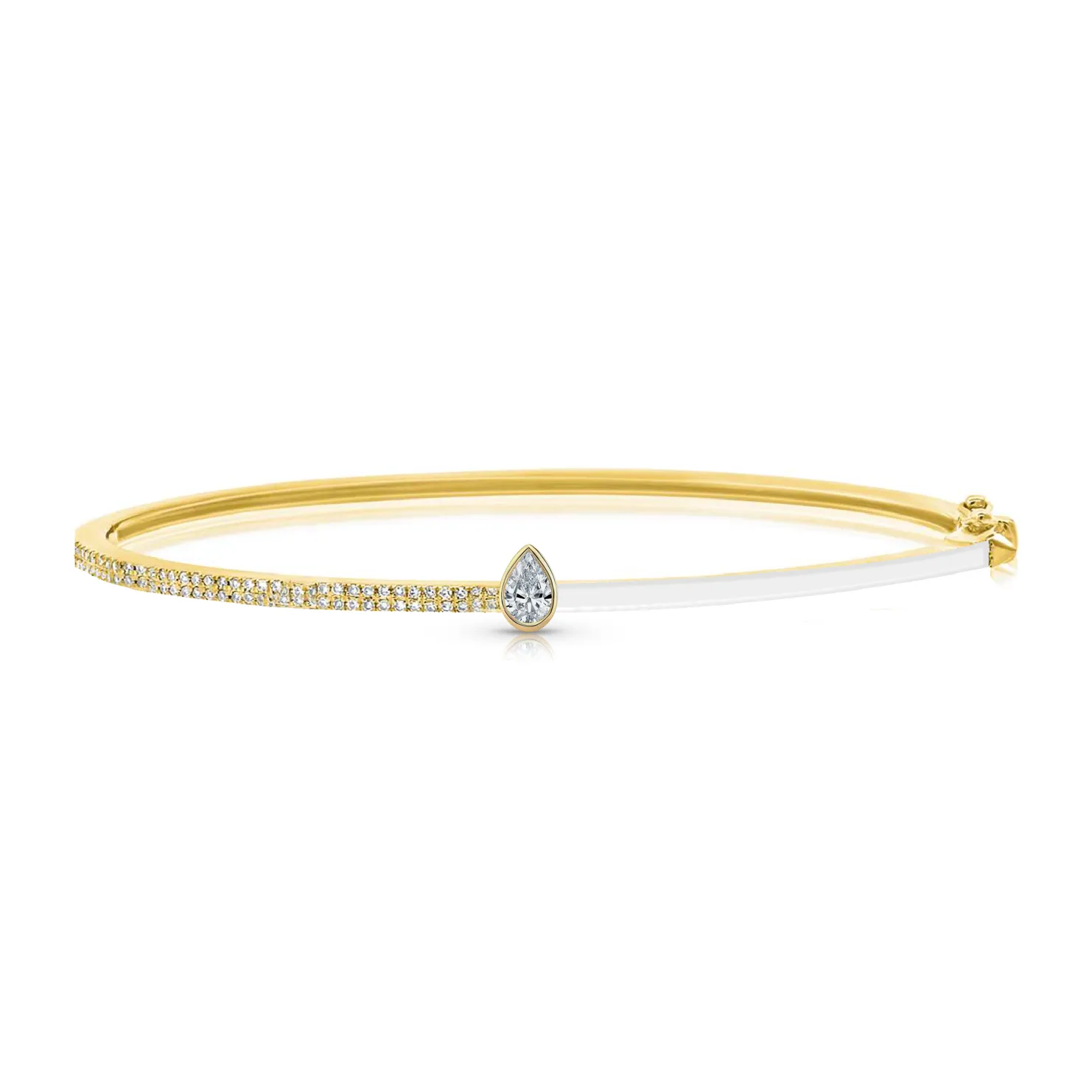 Half Enamel Half Diamond Mixed Shape Bangle