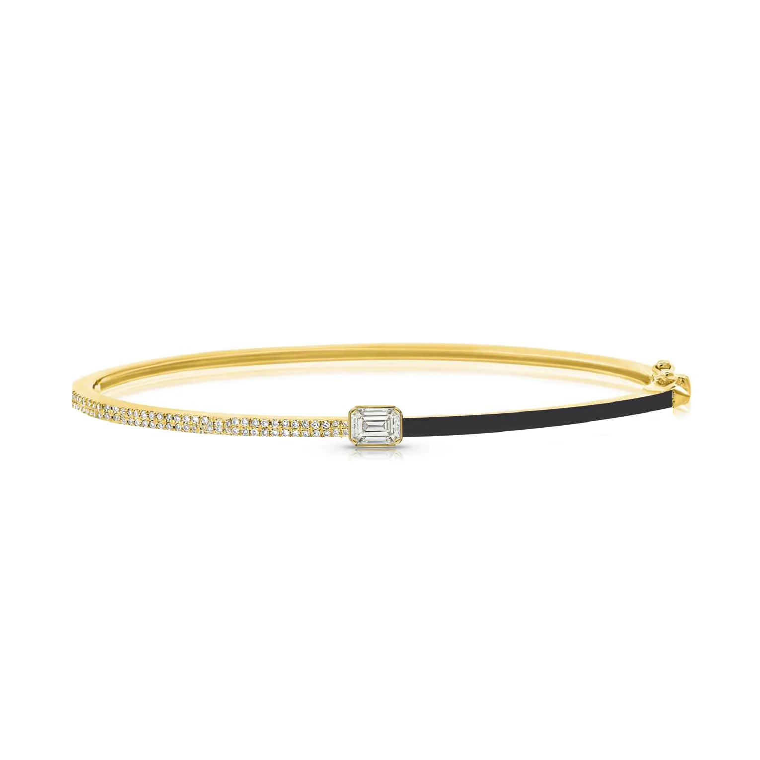 Half Enamel Half Diamond Mixed Shape Bangle