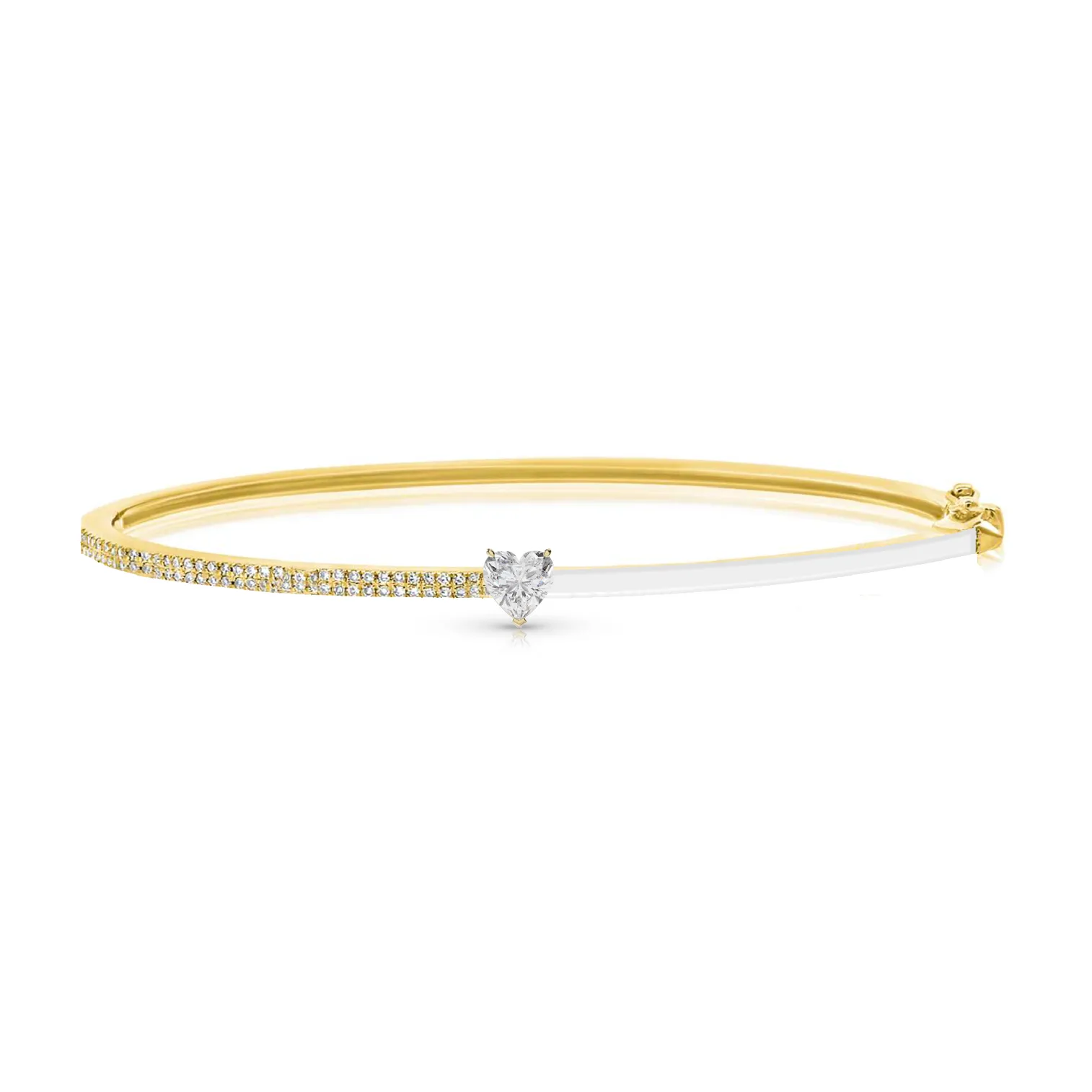 Half Enamel Half Diamond Mixed Shape Bangle