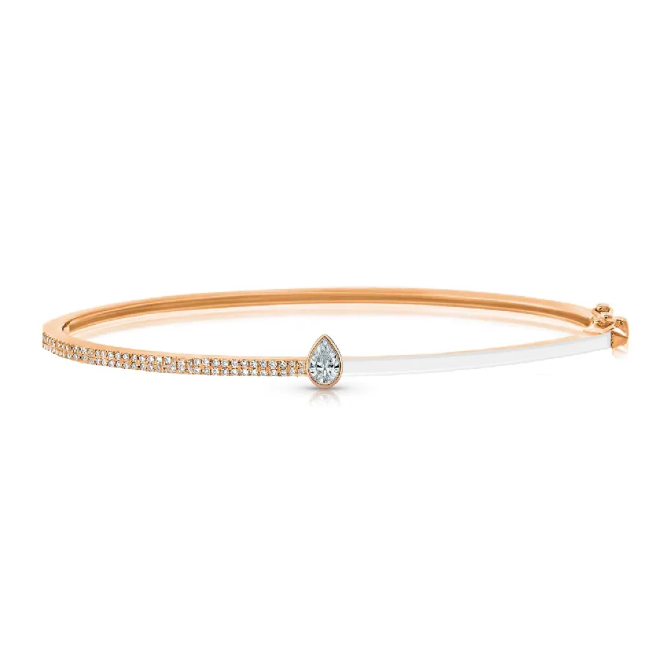 Half Enamel Half Diamond Mixed Shape Bangle