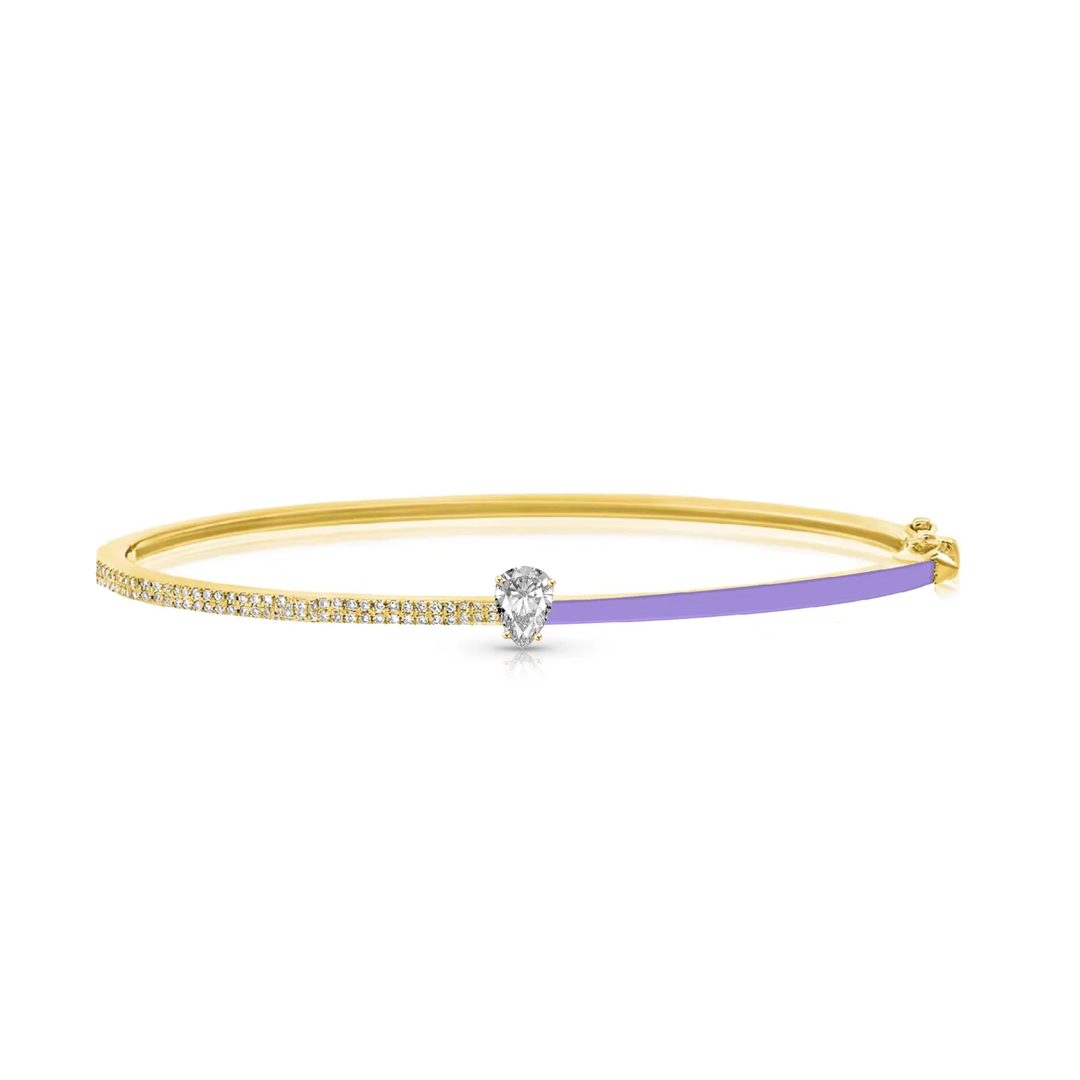 Half Enamel Half Diamond Mixed Shape Bangle