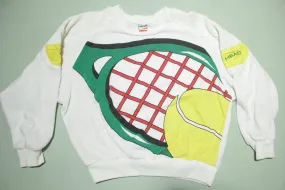 Head Racquet Big Print Vintage 80's Crewneck Tennis Sweatshirt