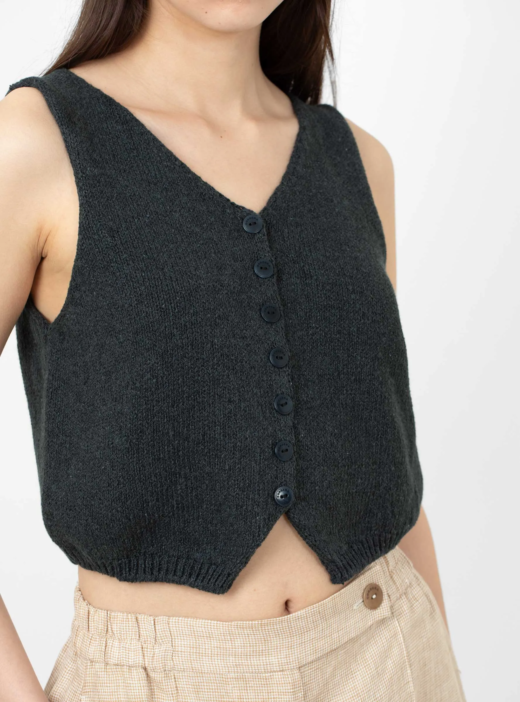 Heather Cotton Waistcoat Charcoal