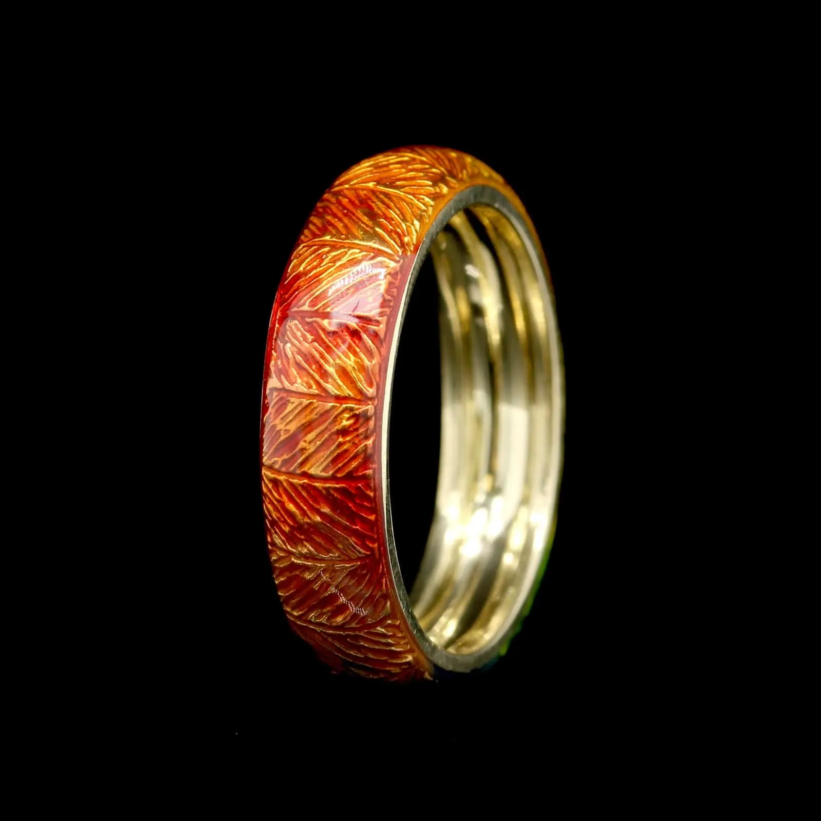 Hidalgo 18K Yellow Gold Estate Rainbow Enamel Band