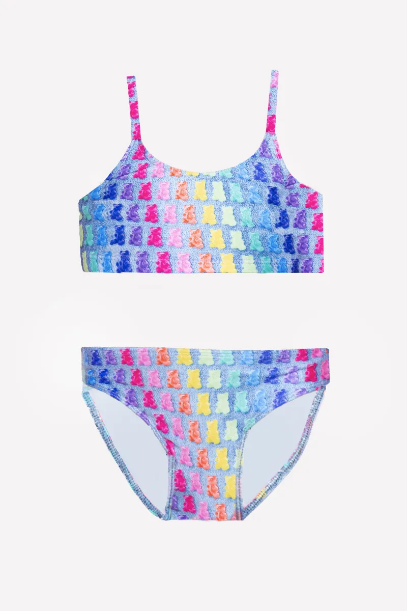 High Shine Plus Two Piece Swimsuit - Rainbow Gummy Bears