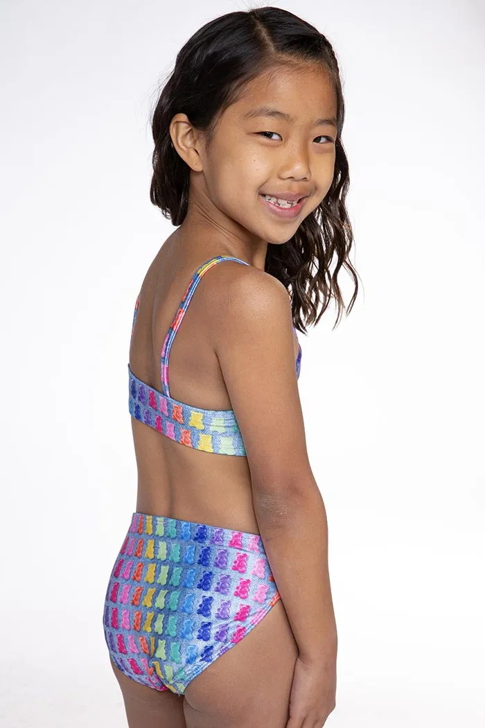 High Shine Plus Two Piece Swimsuit - Rainbow Gummy Bears