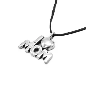 I Love Mom Pendant in Hemp Necklace