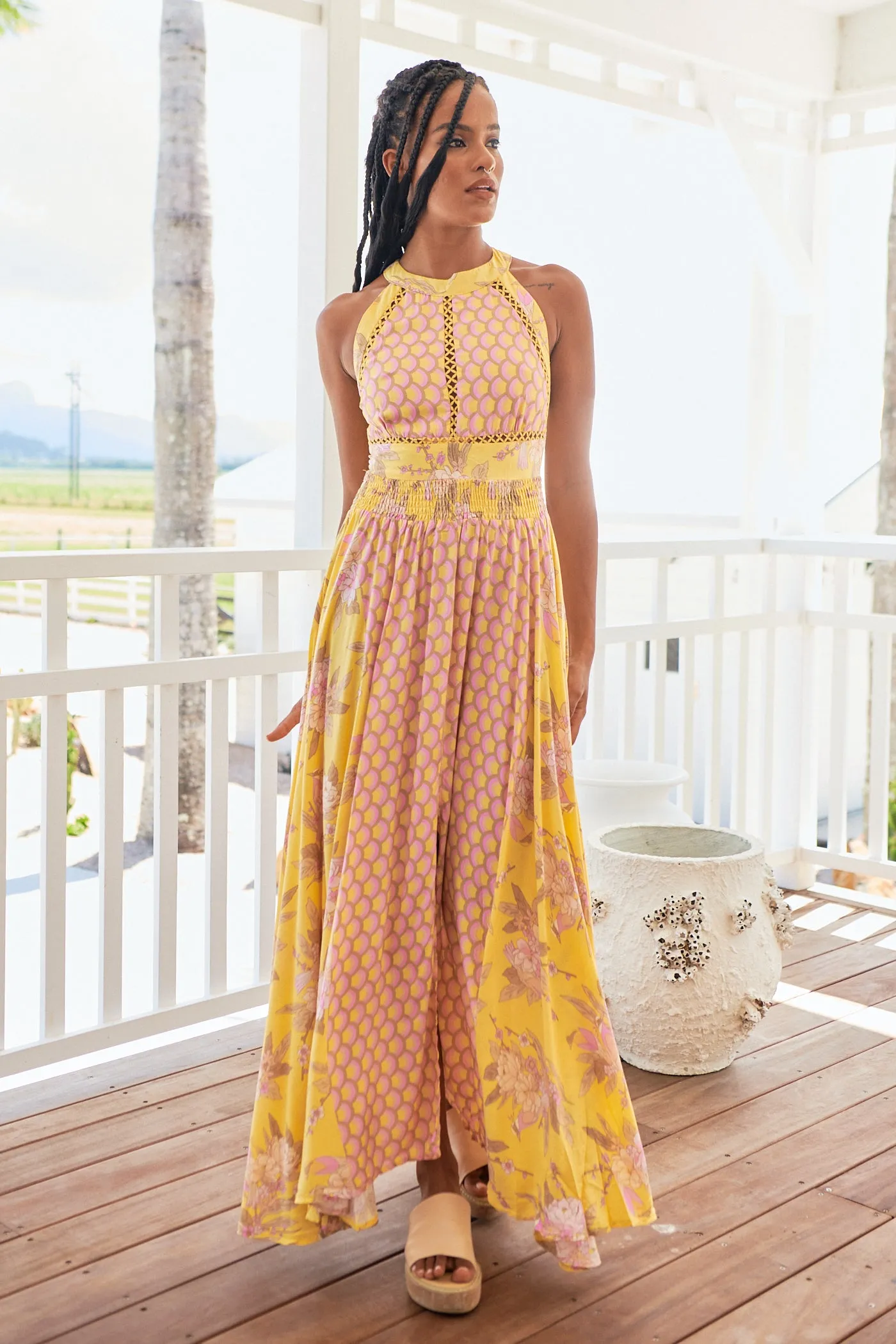 Jada Maxi Dress - Yellow/Pink