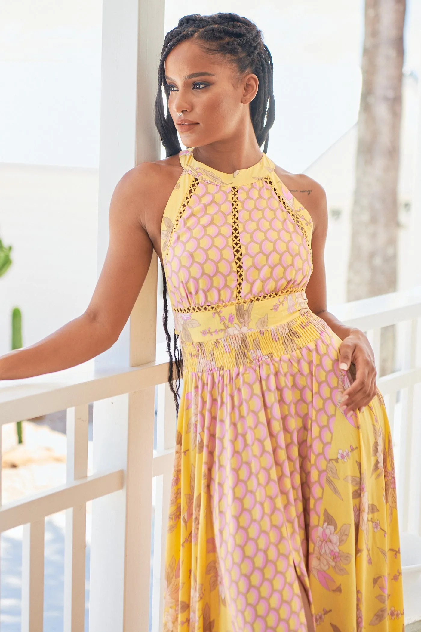 Jada Maxi Dress - Yellow/Pink