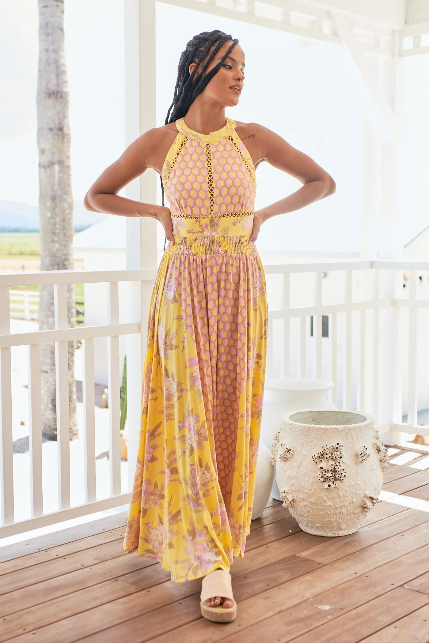 Jada Maxi Dress - Yellow/Pink