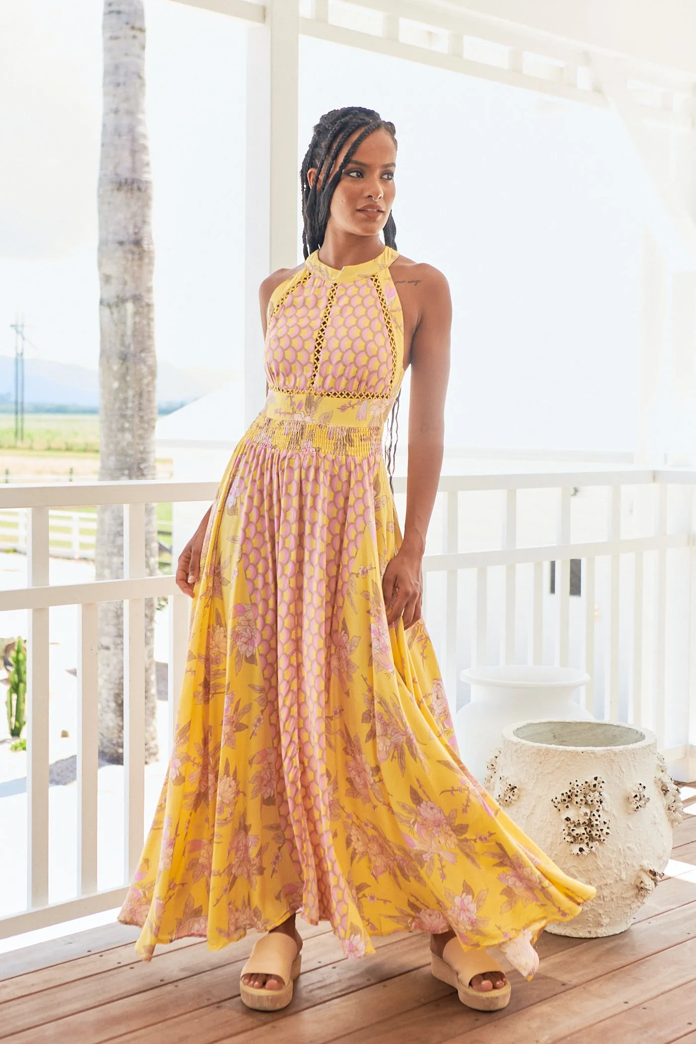 Jada Maxi Dress - Yellow/Pink