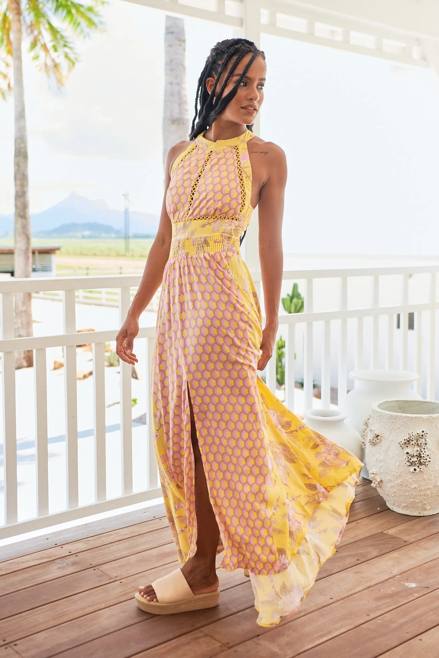 Jada Maxi Dress - Yellow/Pink