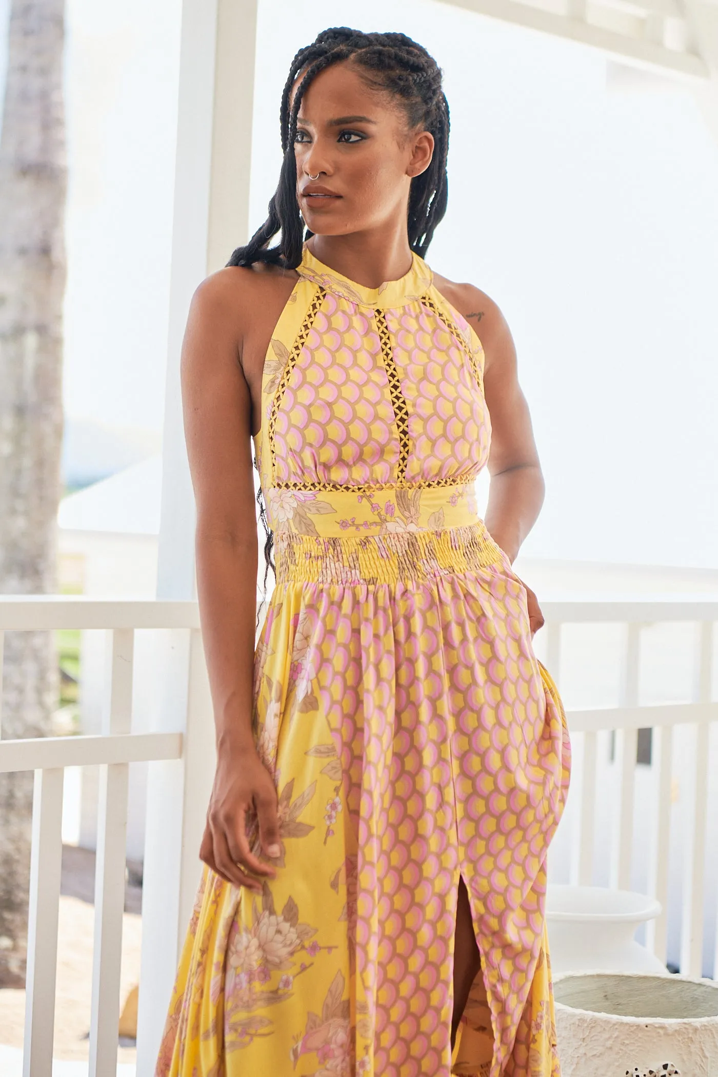 Jada Maxi Dress - Yellow/Pink