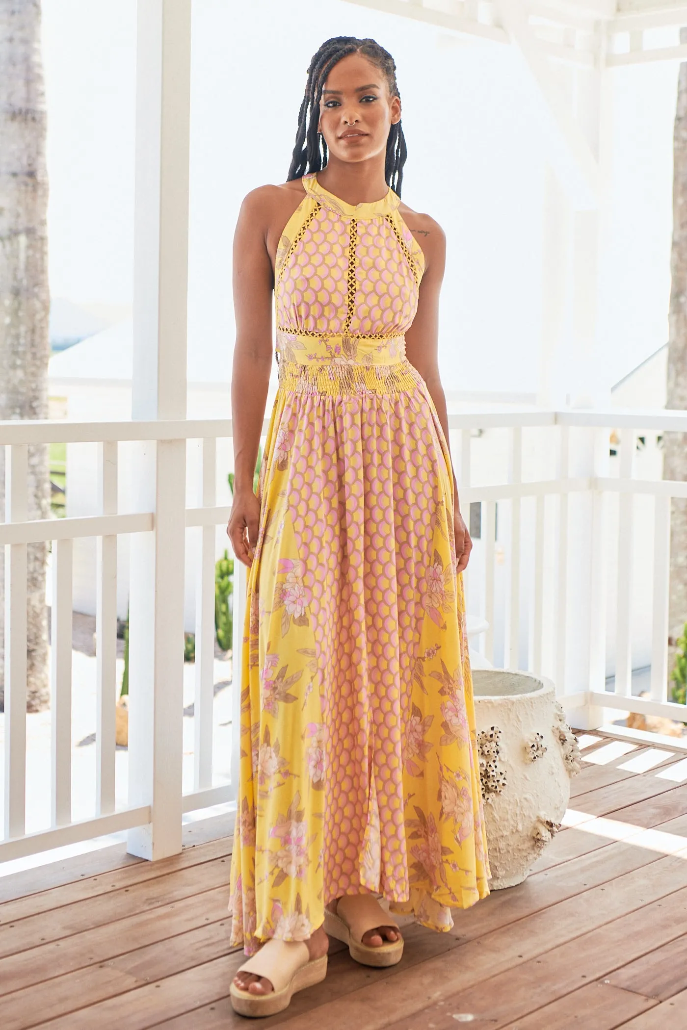 Jada Maxi Dress - Yellow/Pink