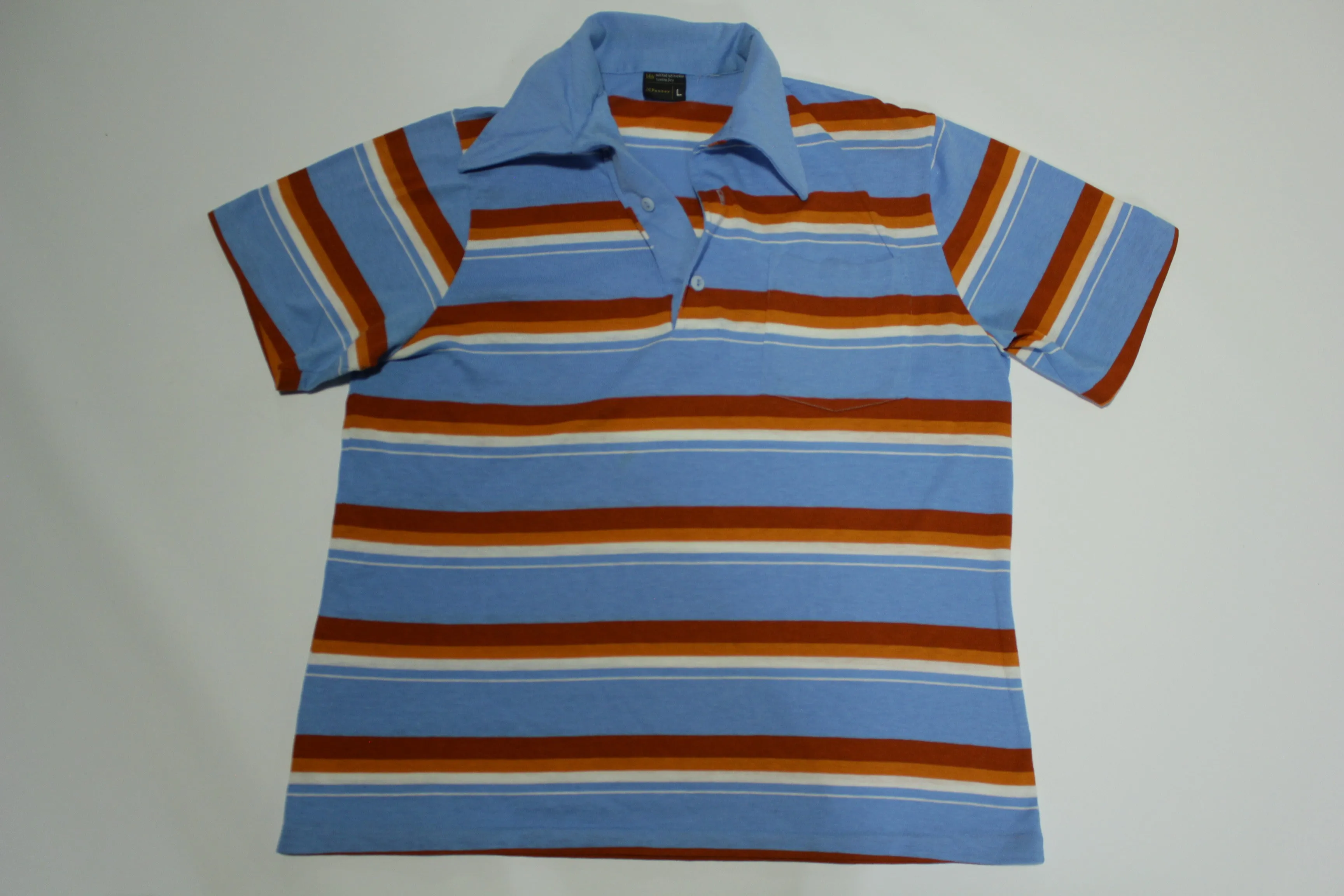 JC Penney Striped 'Brady Bunch' Vintage 70's Polo Golf Shirt