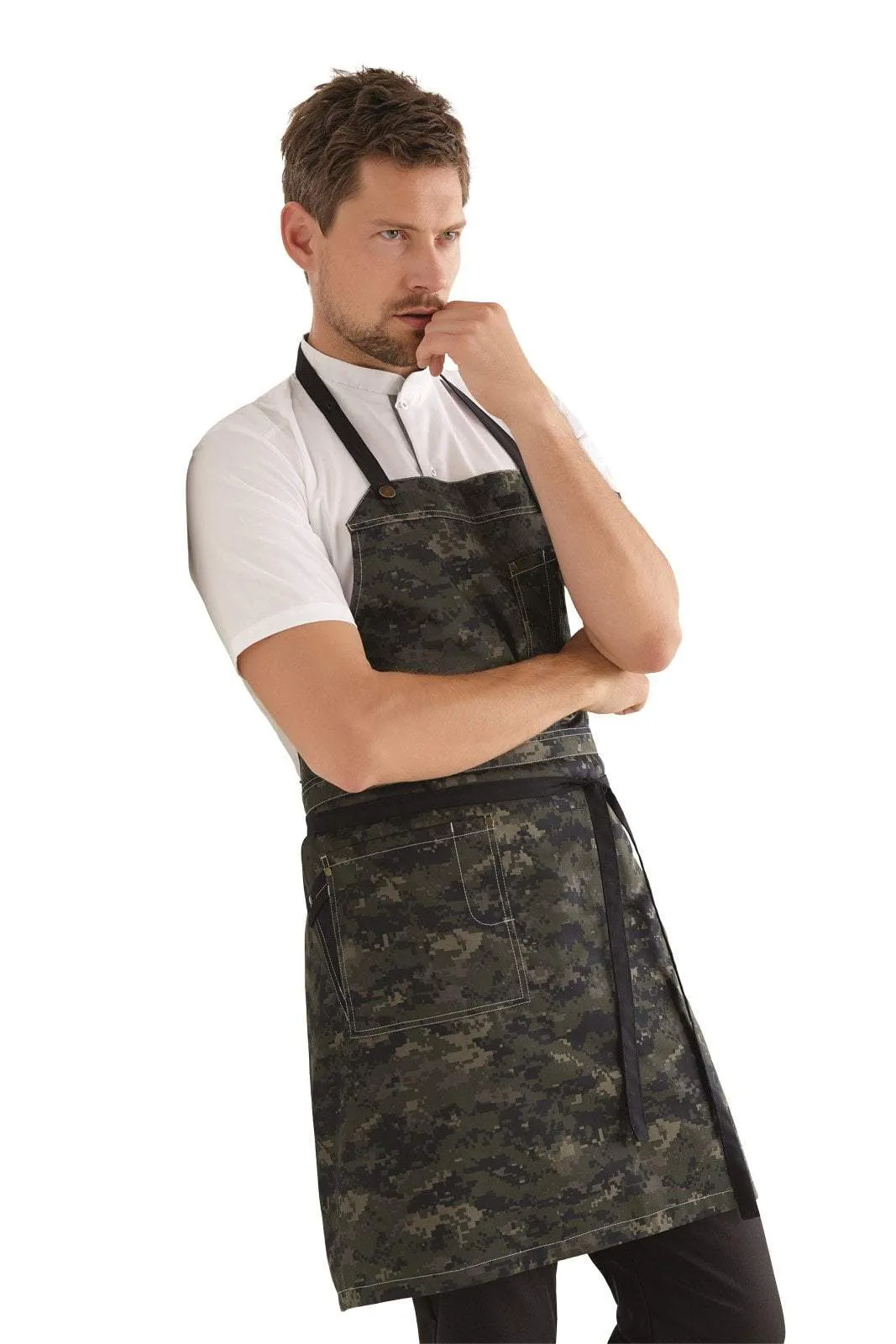 Kentaur 30360 Cypres Olive Raw Bib Apron