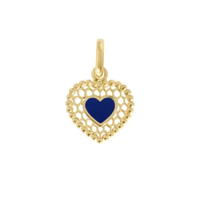 Lapis Heart Pendant, Yellow Gold