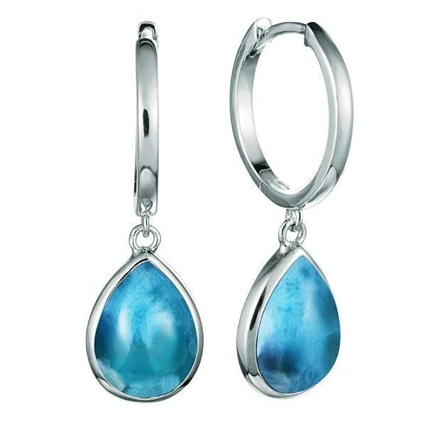 Larimar Teardrop Hoop Earrings