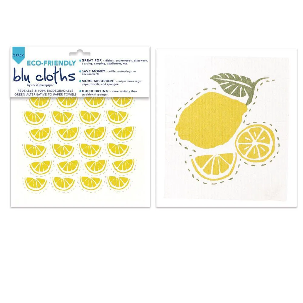 Limone Yellow Eco-Friendly blu Sponge Cloth - Set of 2