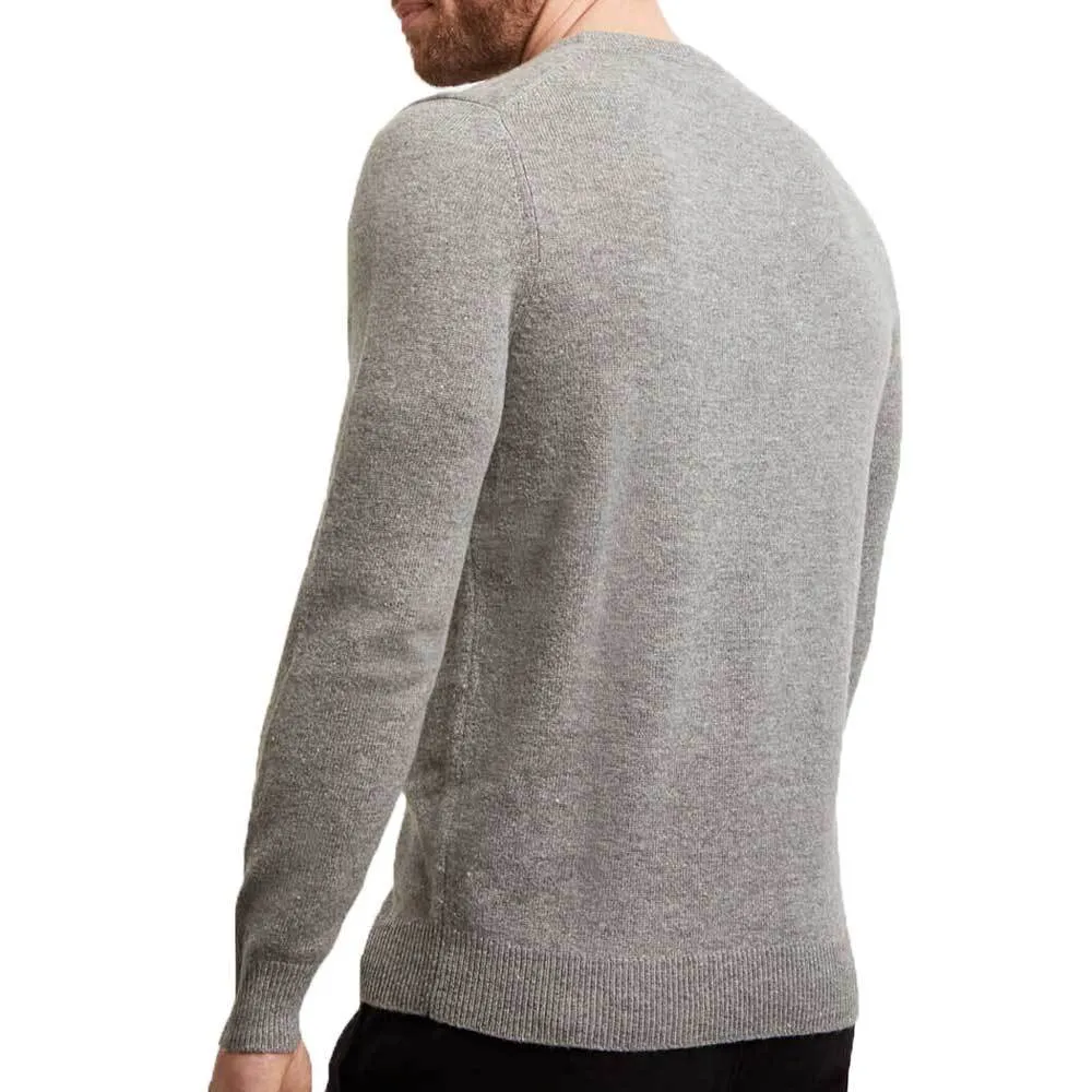 Lyle And Scott Cotton Merino Crew Neck Jumper - Mid Grey Marl