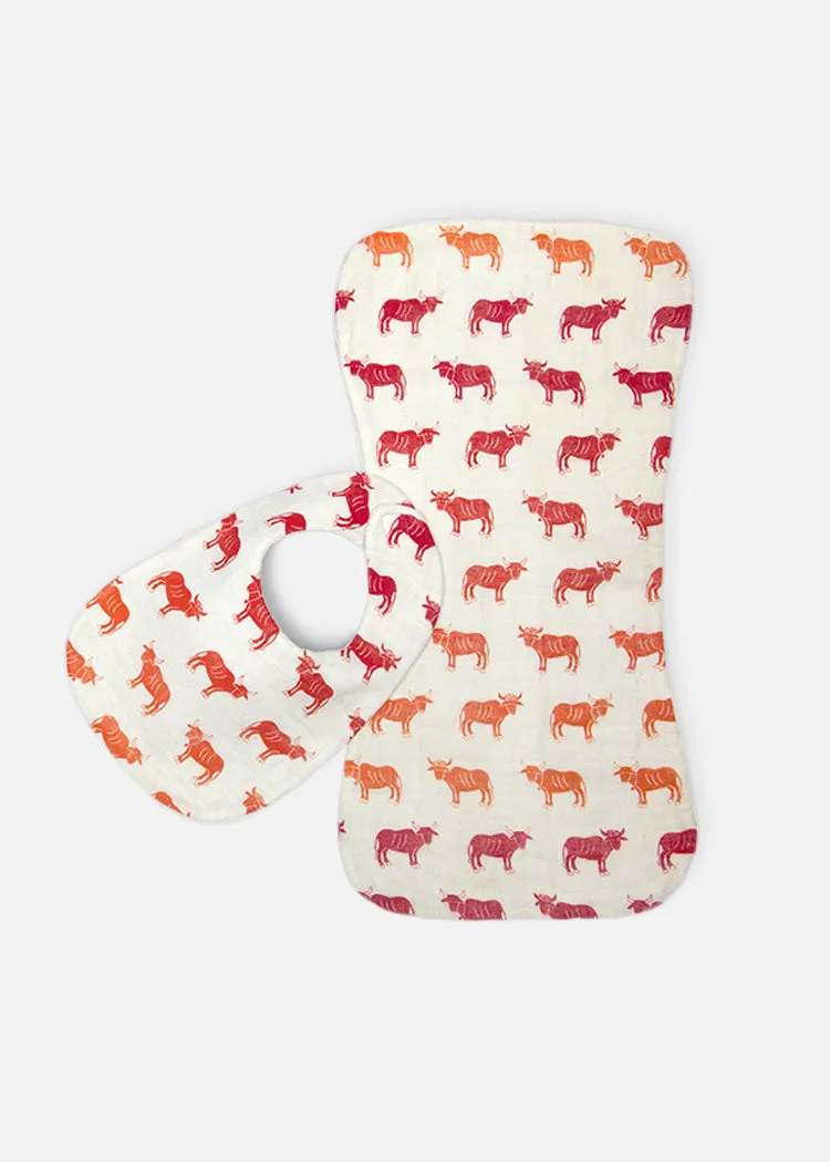 Newborn Bib Burp Cloth - Cow