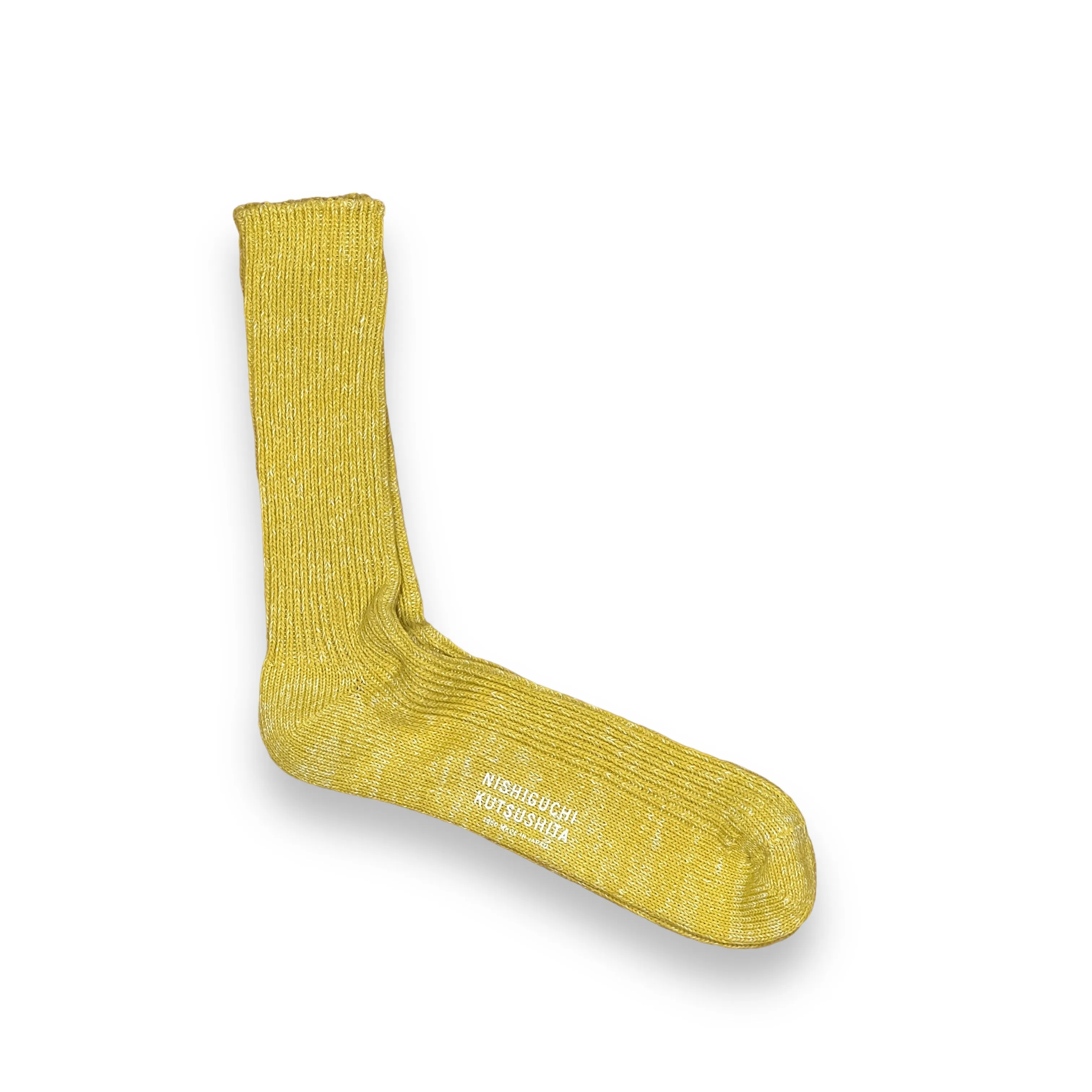 NISHIGUCHI KUTSUSHITA Hemp Cotton Ribbed Socks vintage yellow