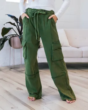 Nova Wide Leg Cargo Pants - Olive