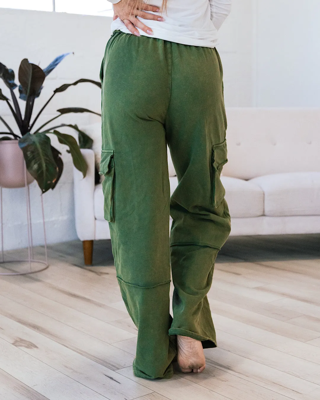 Nova Wide Leg Cargo Pants - Olive