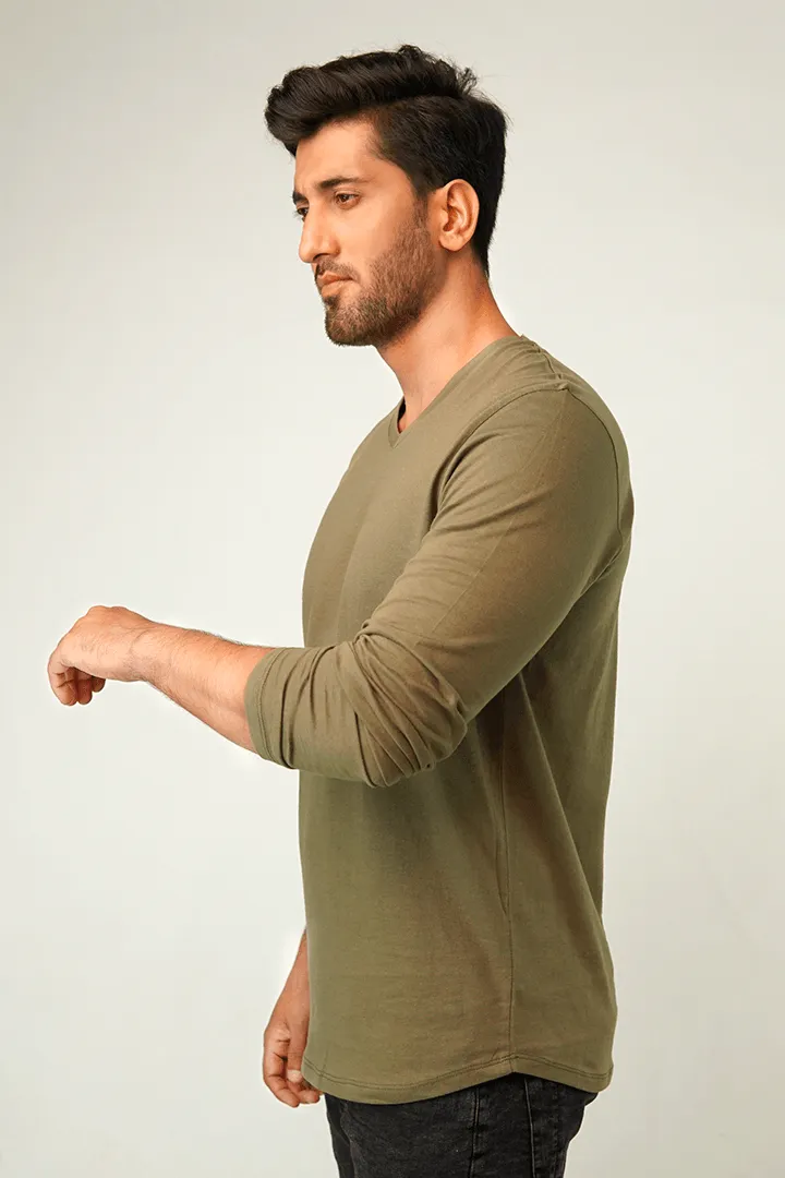 Olivery V-Neck Full Sleeve T-Shirt