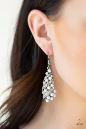 Paparazzi Ballroom Waltz - White Pearl Earring