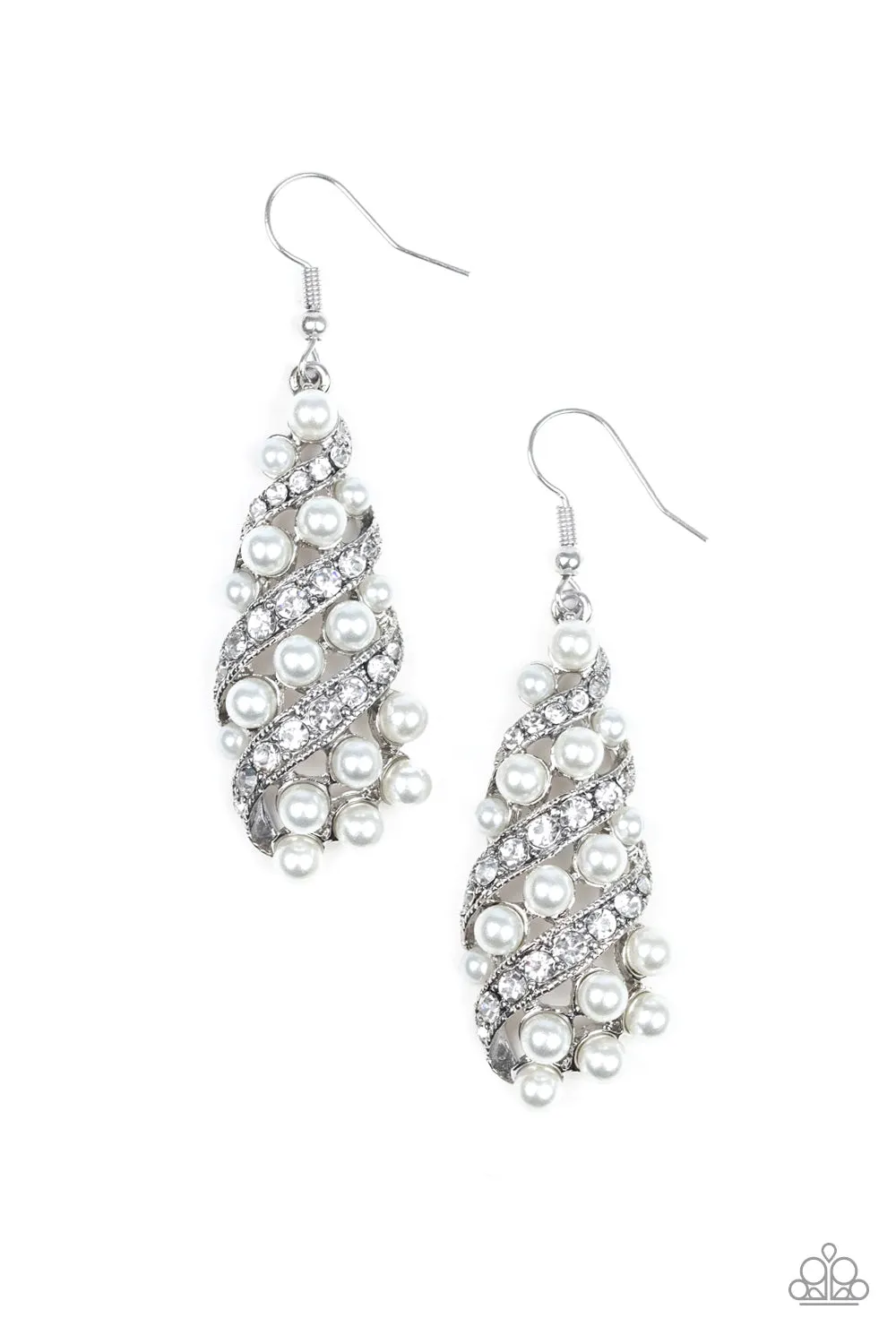 Paparazzi Ballroom Waltz - White Pearl Earring