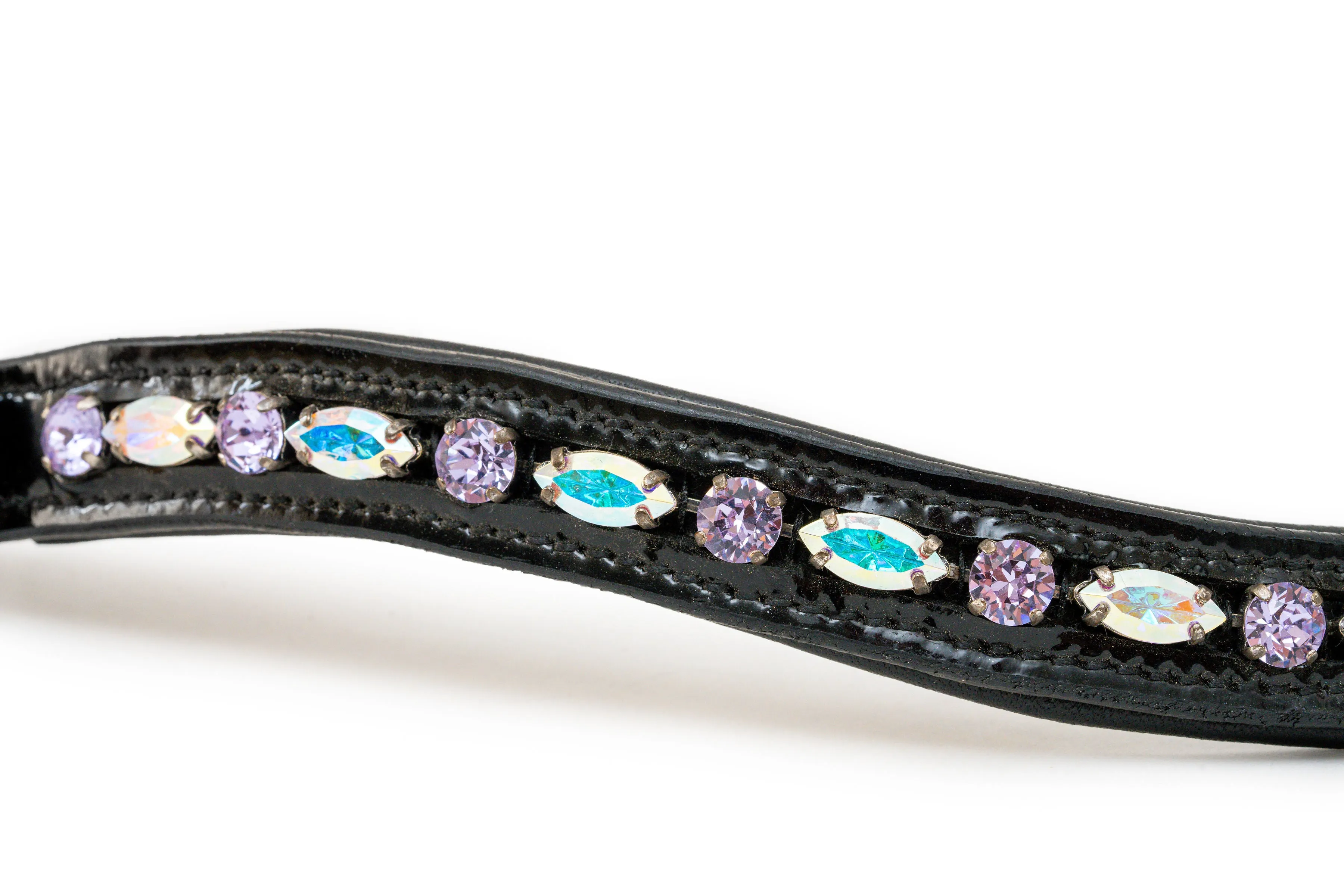 Paris Navette Crystal Patent Midline Browband - AB & Light Amethyst