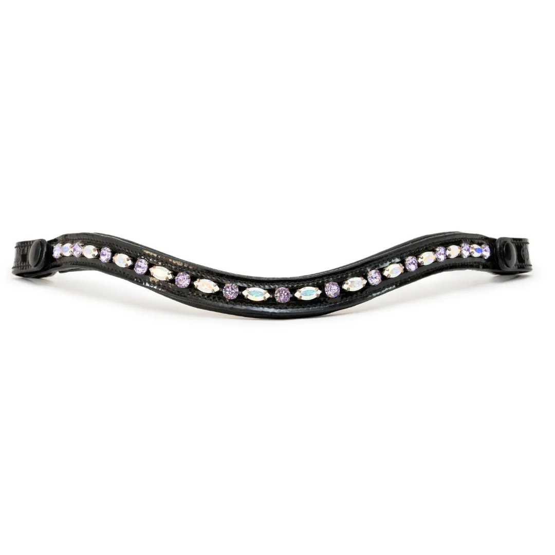 Paris Navette Crystal Patent Midline Browband - AB & Light Amethyst