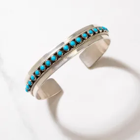 Patrick Yazzie Navajo Sleeping Beauty Turquoise USA Native American Made 925 Sterling Silver Cuff