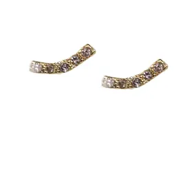 Pave Curved Bar Stud Earrings