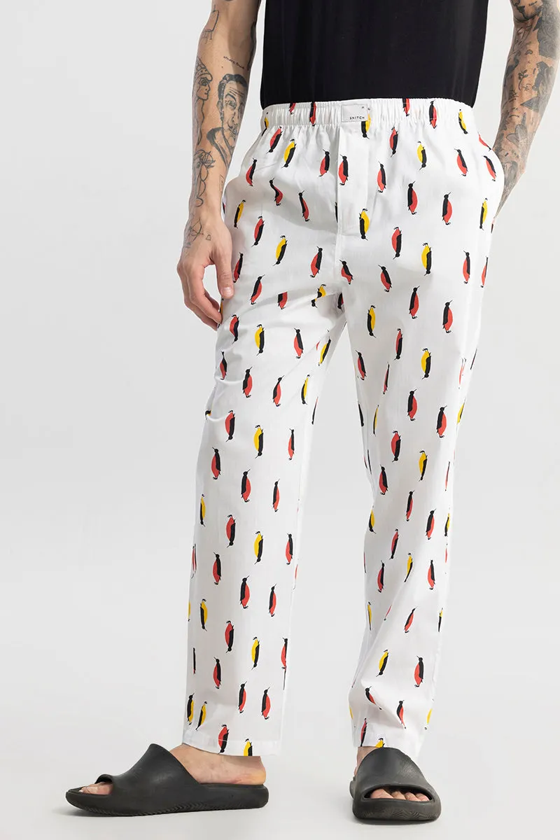 Penquin Print White Pyjama