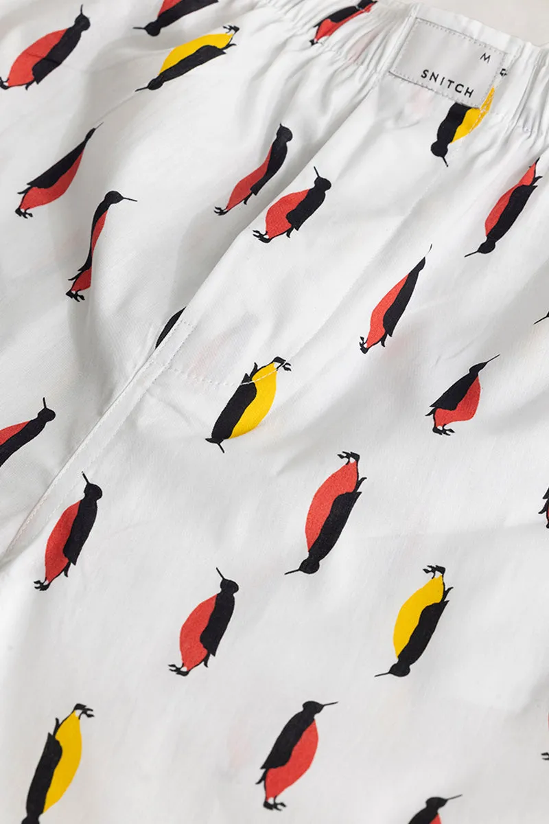 Penquin Print White Pyjama