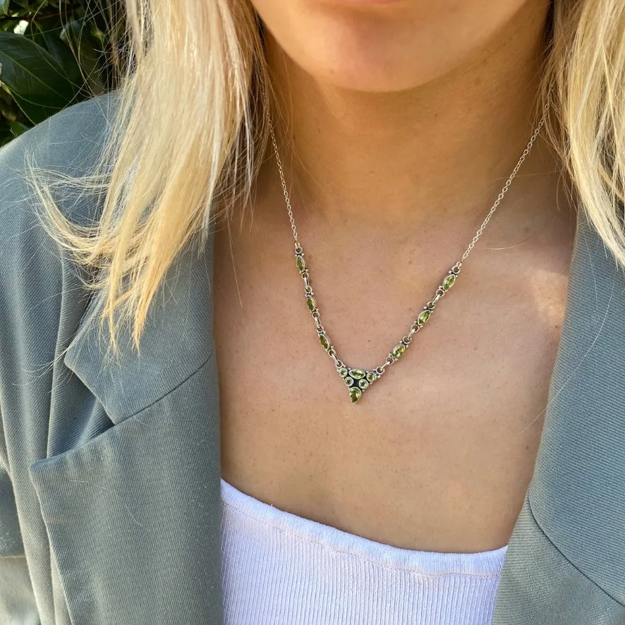 Peridot Faceted Gem Necklace - Aria